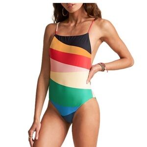 Billabong Multi-Color Wave Stripe One-Piece Swimsuit